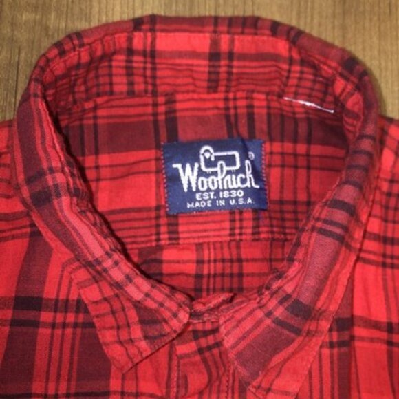 Woolrich Shirt Adult Large Red Black Button Up Shirt Sleeve Mens Flannel - Picture 3 of 9